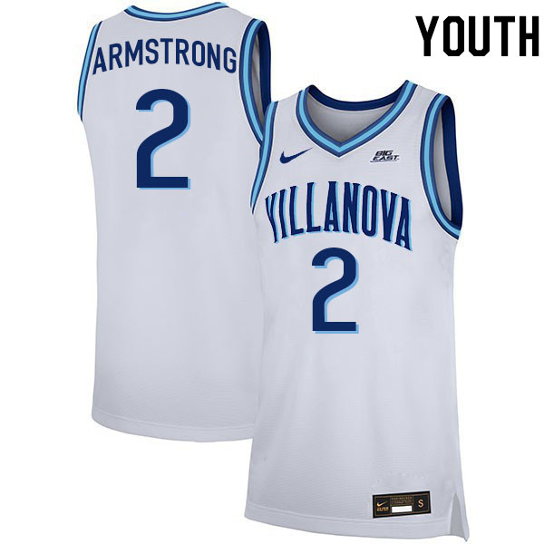 Youth #2 Mark Armstrong Willanova Wildcats College 2022-23 Basketball Stitched Jerseys Sale-White - Click Image to Close